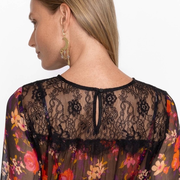 New JOHNNY WAS  Flora PURE Silk Lacy Maxi Dress  15T8 - Picture 6 of 8